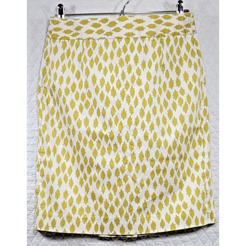 J.Crew Women's Stretch Skirt Size 6 Geometric Diamond Print Knee Length Pencil